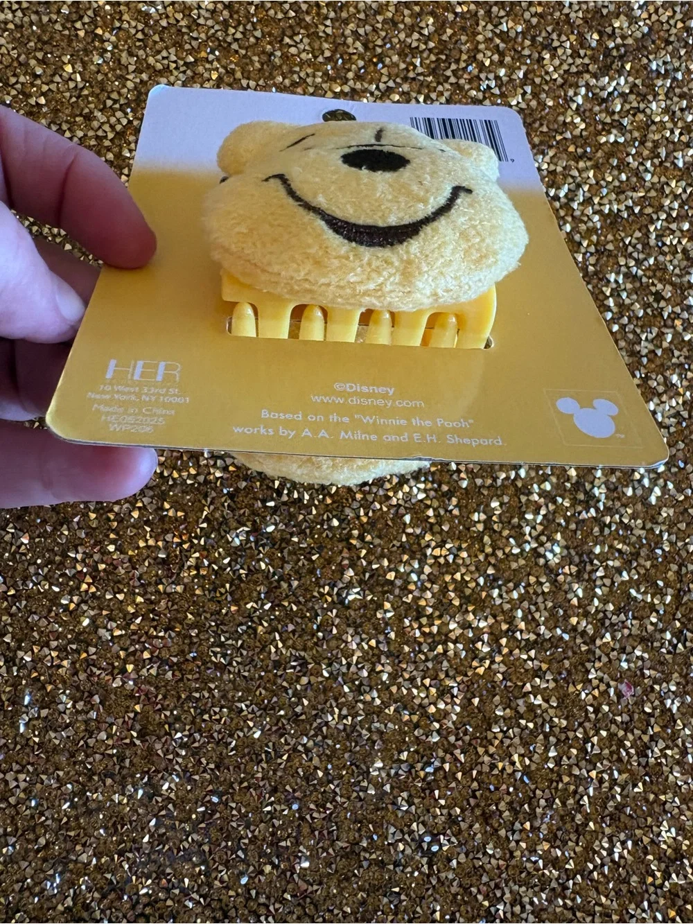 Disney Yellow Winnie the Pooh Plush Claw Hair Clip